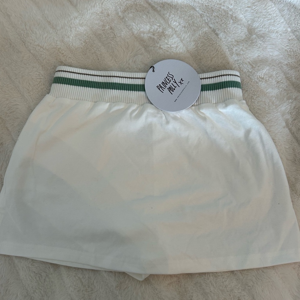 White Skirt with Green Striped Waistband